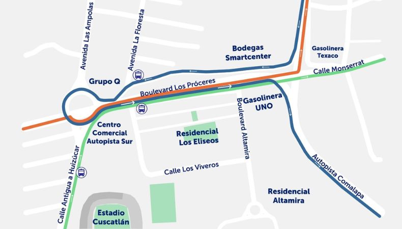 Buses y microbuses de la 44, 5 y 8A sufren cambio de recorrido por encuentro deportivo