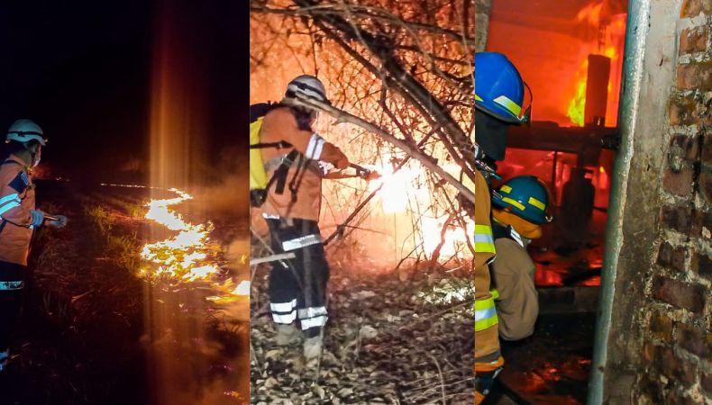 Incendios en maleza y viviendas son las emergencias atendidas por Bomberos.