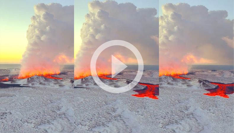 Erupción volcánica en la península de Reykjanes, en Islandia