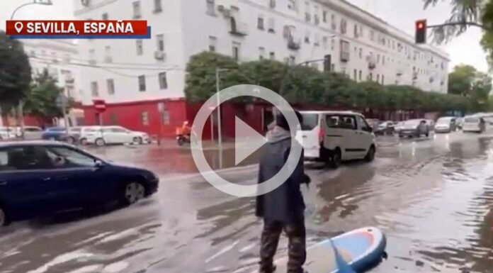 Borrasca Karlotta genera severas inundaciones en España, Sevilla.
