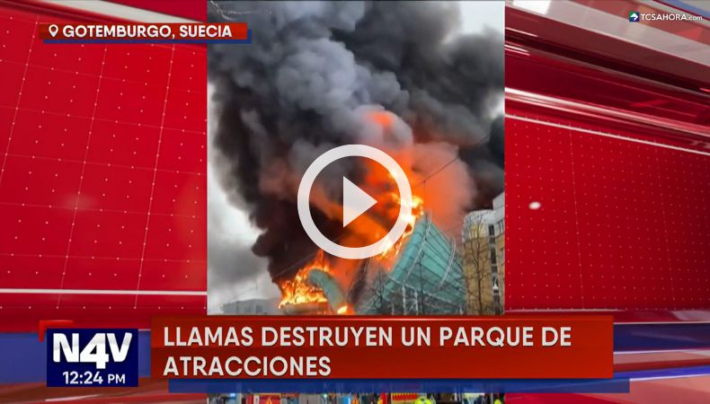 Voraz incendio en el parque de atracciones Liseberg en Suecia.