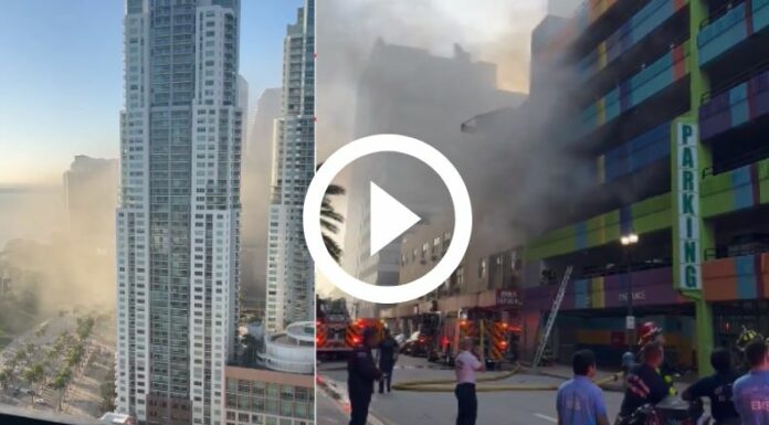Incendio en el dowtown de Miami