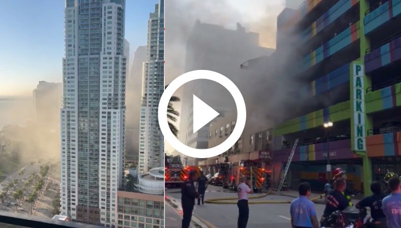 Incendio en el dowtown de Miami