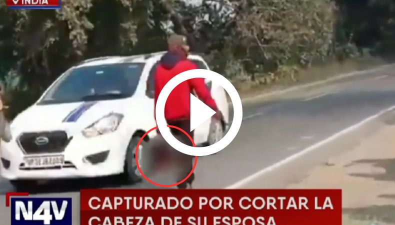 Hombre camina con cabeza decapitada en su mano
