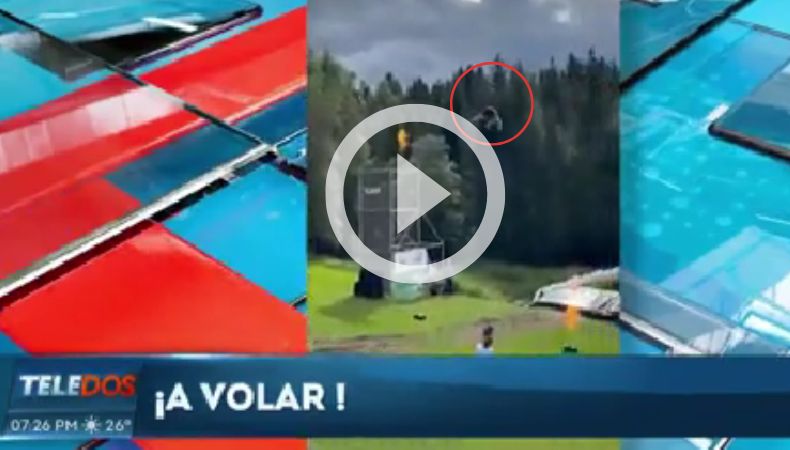 Hombre vuela por los aires por catapulta