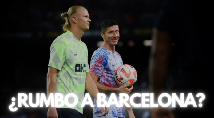 Haaland jugando contra el Barcelona