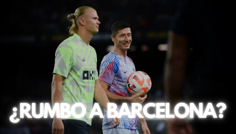 Haaland jugando contra el Barcelona