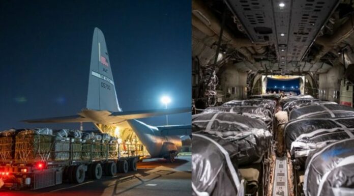 Lanzan comida humanitaria al mar