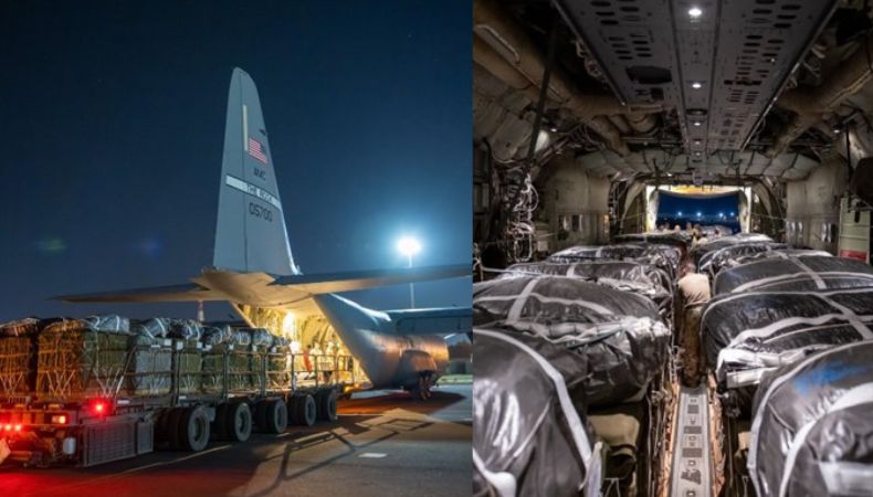 Lanzan comida humanitaria al mar