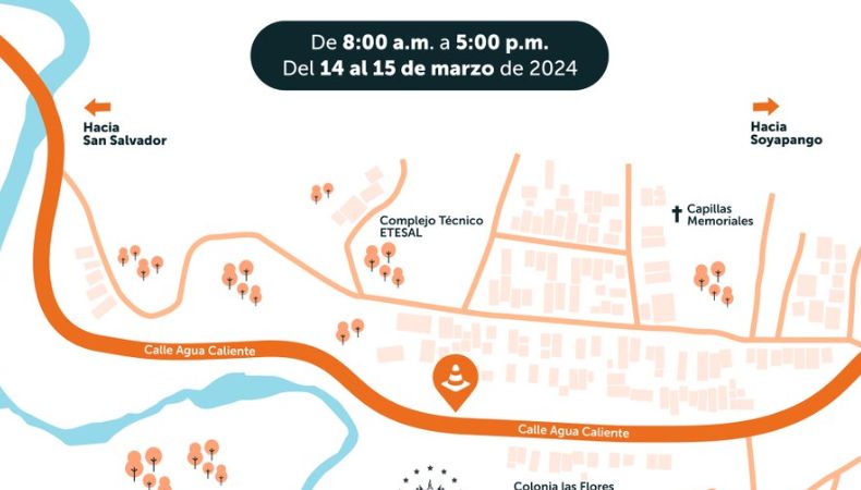 Paso restringido en calle Agua Caliente