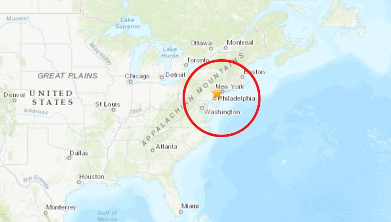 Fuerte sismo en  las cercanías de Nueva York, Estados Unidos.