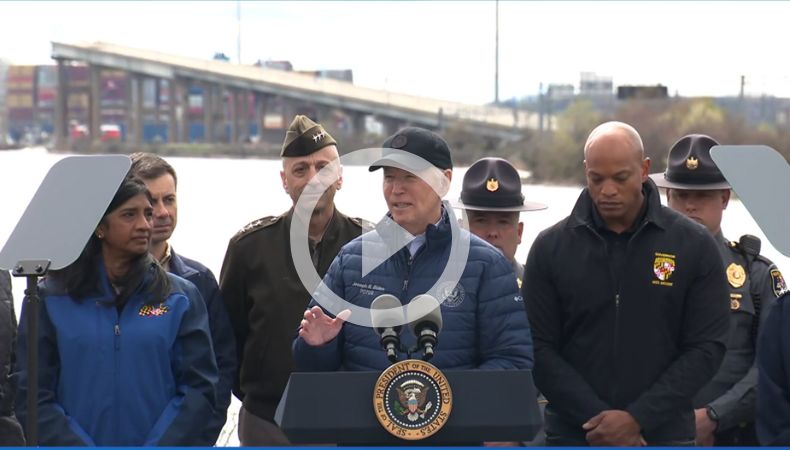 Joe Biden visita puente en Baltimore