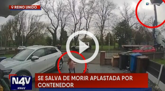 Niña se salva de morir aplastada por contenedor.
