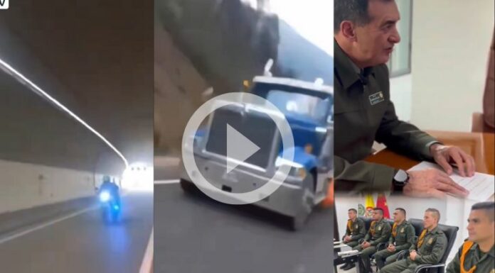 Policías ayudan a despejar camino de un camión sin frenos