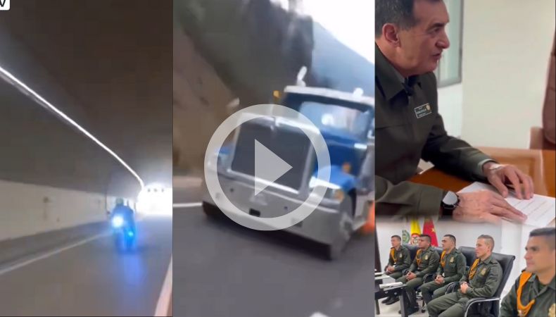 Policías ayudan a despejar camino de un camión sin frenos