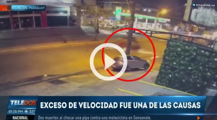 Cámara capta aparatoso accidente en Asunción, Paraguay.