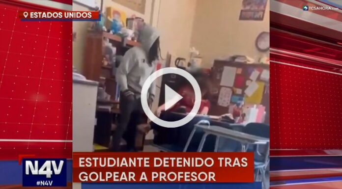 Detienen a estudiante que golpeó a maestra en plena clase.