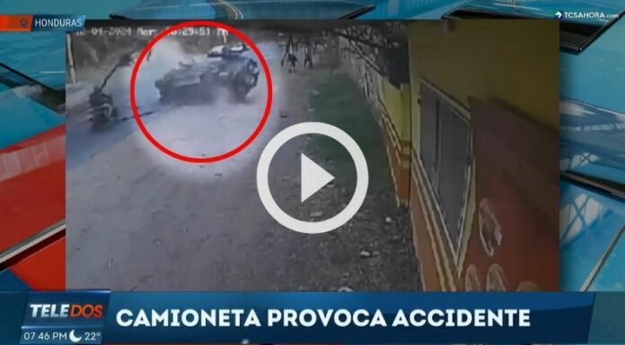 Cámara captó aparatoso accidente de tránsito en Honduras.