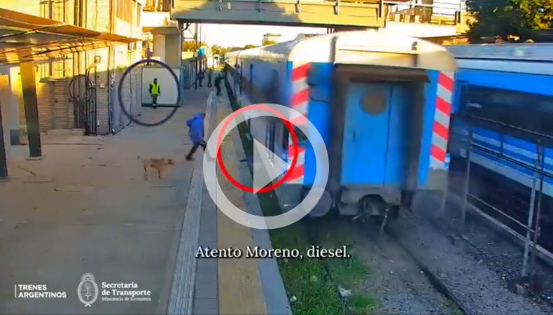 ¡Mujer se salva de ser aplastada por un tren en Argentina!