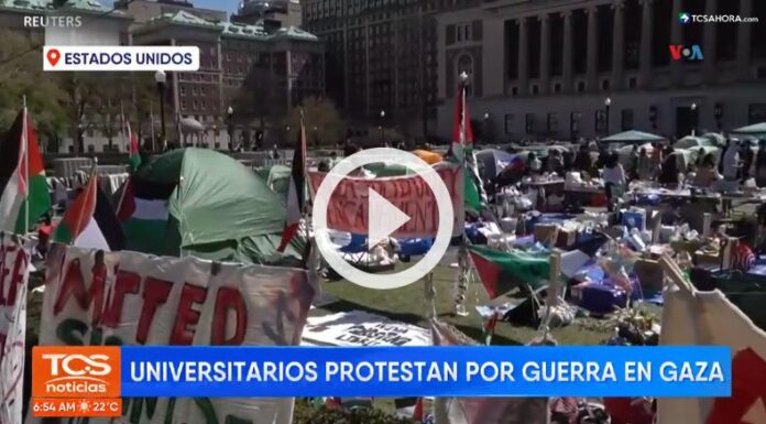 Universitarios protestan contra el conflicto en Gaza.