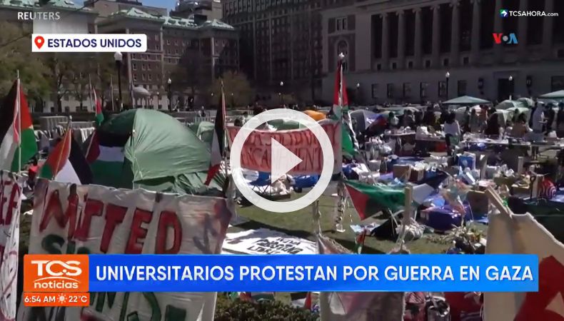 Universitarios protestan contra el conflicto en Gaza.