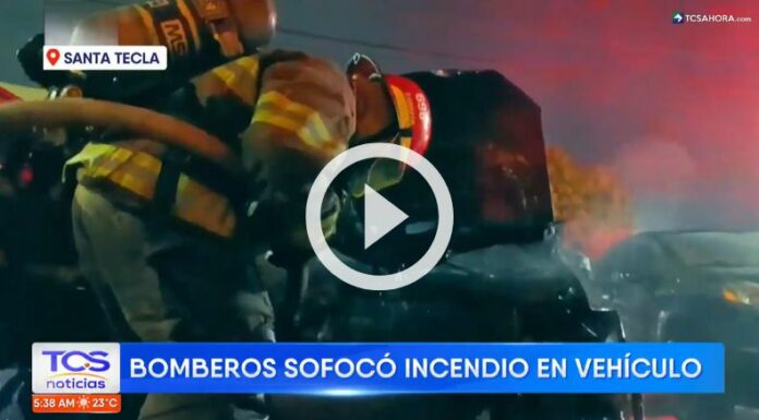 Cuerpo de Bomberos extinguió incendio en un vehículo.