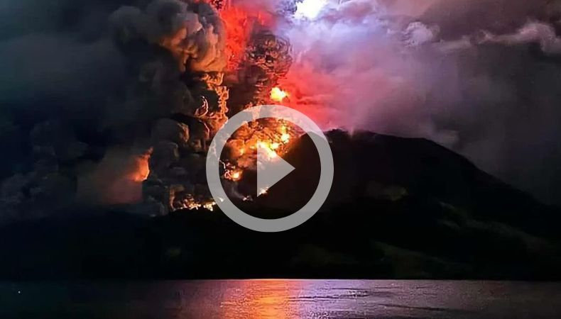[Video] Erupciones en el monte Ruang provocan daños en las viviendas