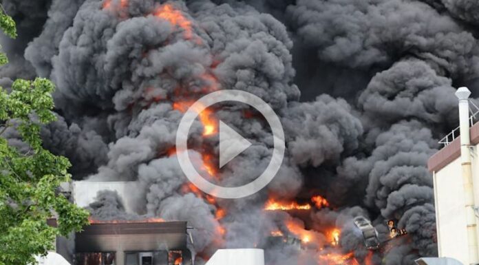 Voraz incendio consume cuatro pisos de una fábrica en Alemania