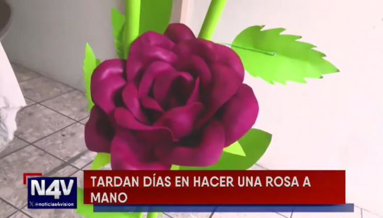 Una pareja que demuestra el amor con rosas gigantes