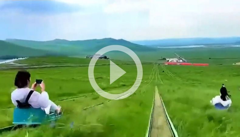 [Video] ¡China tiene increíbles toboganes en medio del césped!