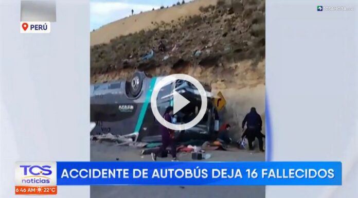 Aparatoso accidente de autobús deja varios fallecidos en Perú.