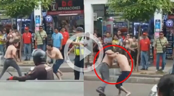[Video] A puñetazos se fueron dos hombres en Ecuador