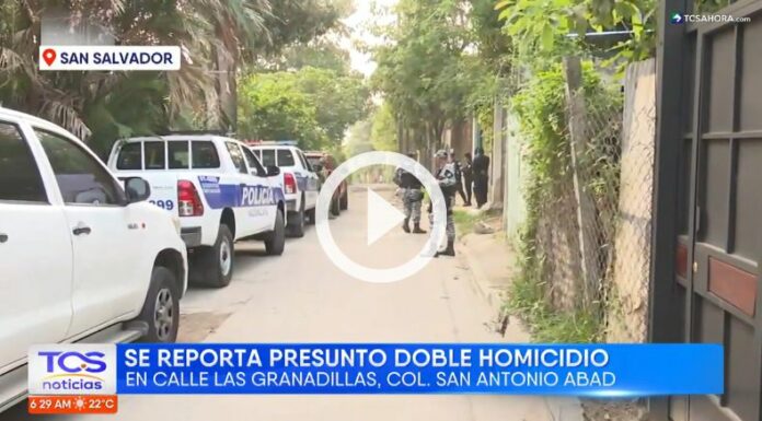 Reportan un presunto doble homicidio en San Salvador.
