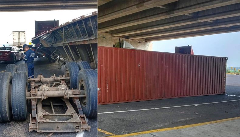 Rastra volcada mantiene el paso restringido en el bulevar Claudia Lars.