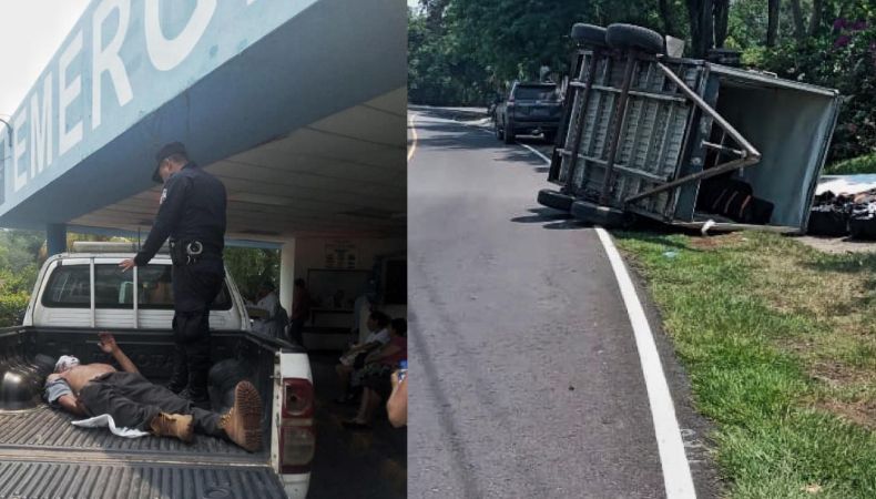 Vehículo volcó y atropello a un hombre en San Miguel