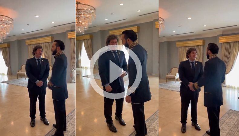 [Video] Nayib Bukele recibe en su despacho presidencial a Javier Milei