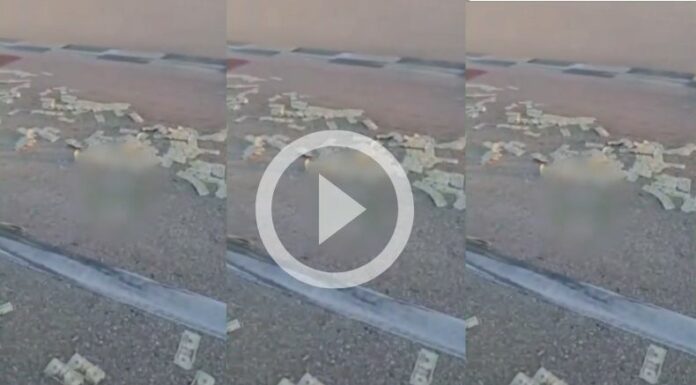 [Video] Camión blindado pierde fuerte cantidad de dinero