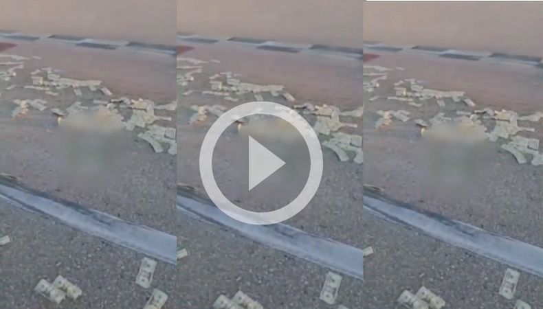 [Video] Camión blindado pierde fuerte cantidad de dinero