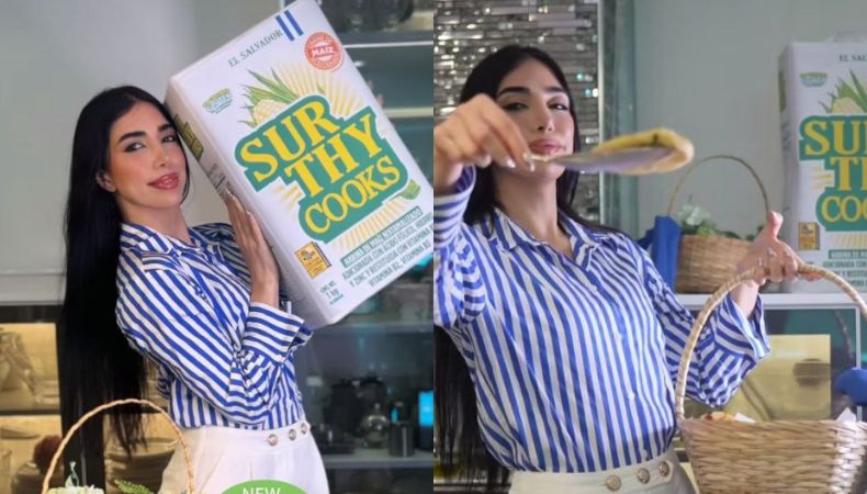 Las pupusas en manos de una influencer internacional