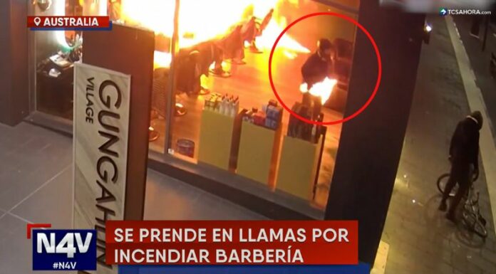 Un presunto asaltante terminó envuelto en llamas tras provocar un incendio en las instalaciones de una barbería.