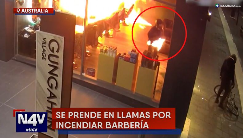 Un presunto asaltante terminó envuelto en llamas tras provocar un incendio en las instalaciones de una barbería.