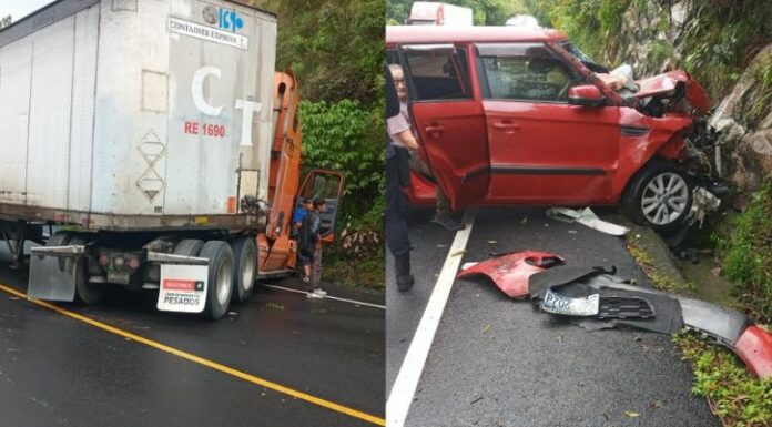 PNC reportó un accidente de tránsito sobre en el kilómetro 71 de la carretera Troncal del Norte, a la altura de La Reina, Chalatenango.