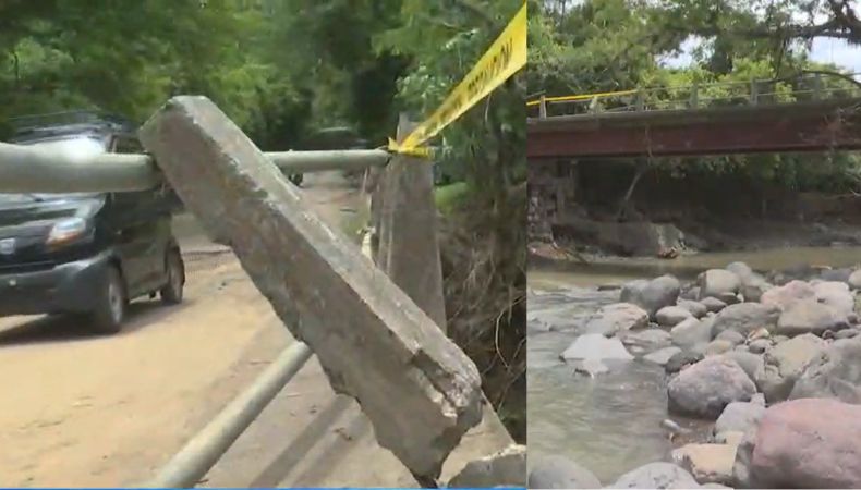 Las lluvias han generado daños en la infraestructura del puente que conecta entre Atiquizaya y Ahuachapán. El paso es con precaución.