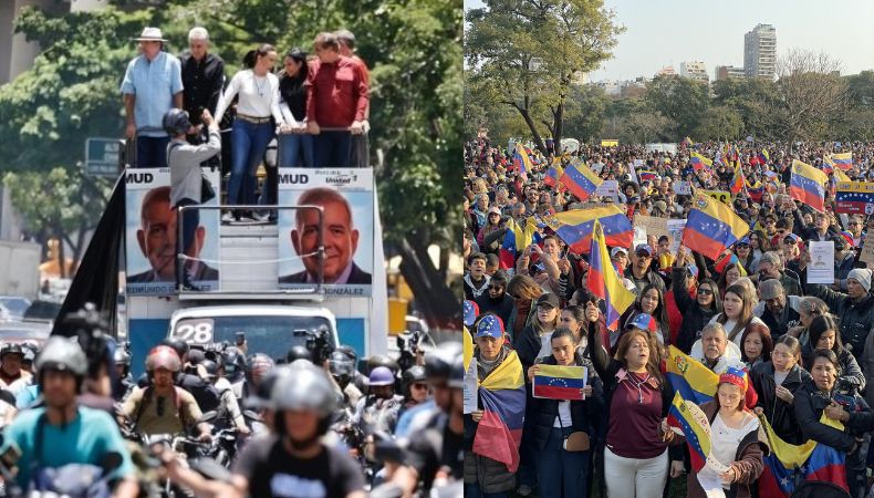 Miles de venezolanos se concentraron en Venezuela y el mundo en apoyo a la concentración de María Corina Machado y Edmundo González.