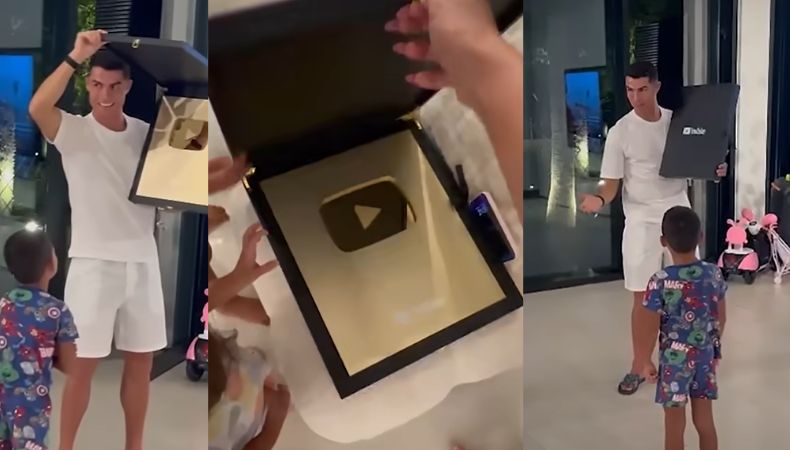 Cristiano Ronaldo recibe placa en tiempo récord tras el reciente lanzamiento de su propio canal de YouTube.