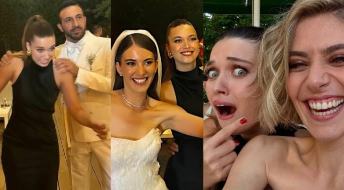 La actriz, Afra Saraçoğlu (Seyran), celebró al máximo el matrimonio de sus amigos y colegas, Beril Pozam (Suna) y Ersin Arici (Abidin).