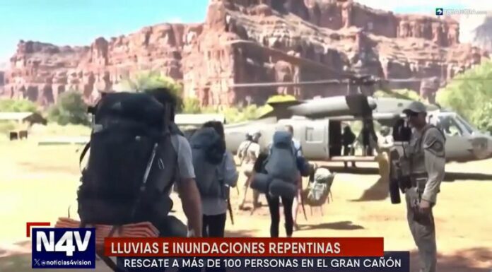 Las fuertes lluvias provocaron severas inundaciones en el Parque Nacional del Gran Cañón, Arizona, Estados Unidos.