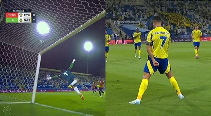 Cristiano Ronaldo marcó por medio del tiro libre para acercarse a los 900 goles como profesional.