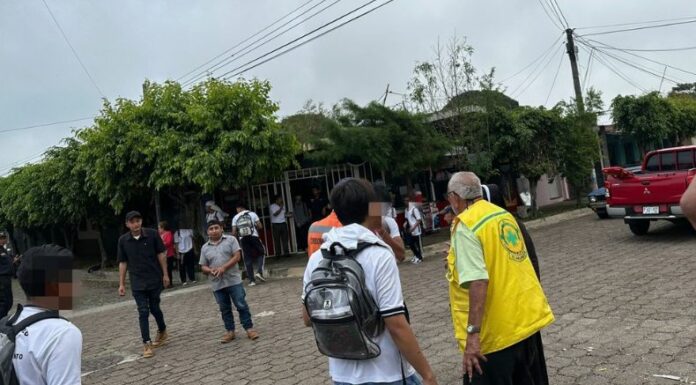 Comandos de Salvamento reportó, al menos, 50 alumnos de un complejo educativo de Juayua, picados por abejas.