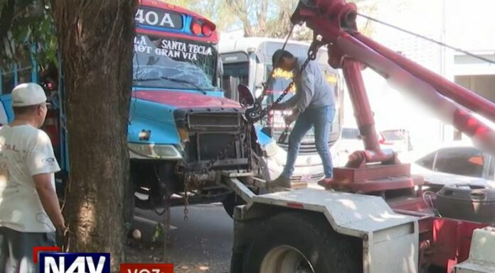 El accidente fue provocado por el conductor de la ruta 40-A, la cual hace su recorrido de Zaragoza a Santa Tecla y viceversa.